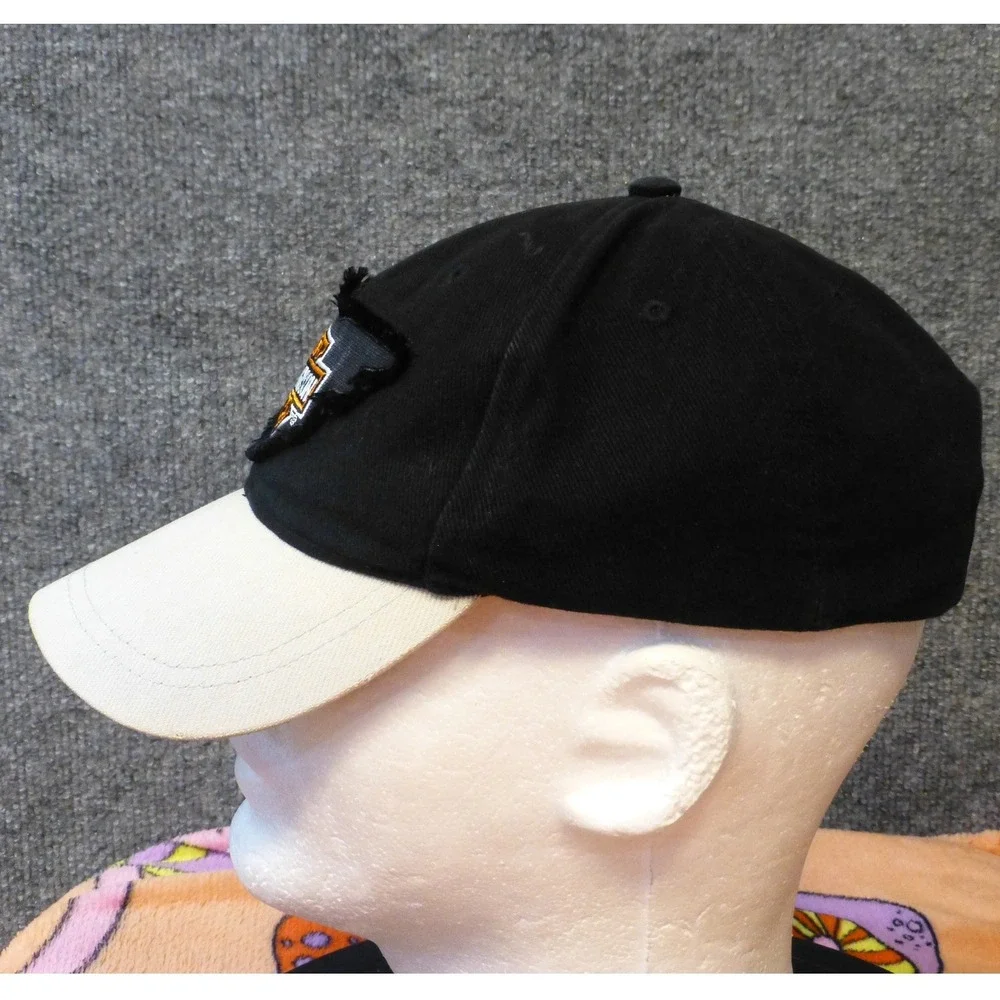Harley-Davidson Mens Black Cream Bar & Shield Frayed Patch Adjustable Hat Cap